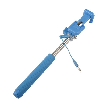 Монопод телескопический "RK Mini 3" 0.7 м, съемка через разъем гарнитуры, голубой (прозрачный бокс)